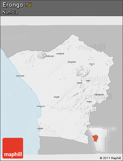 Gray 3D Map of Erongo, single color outside