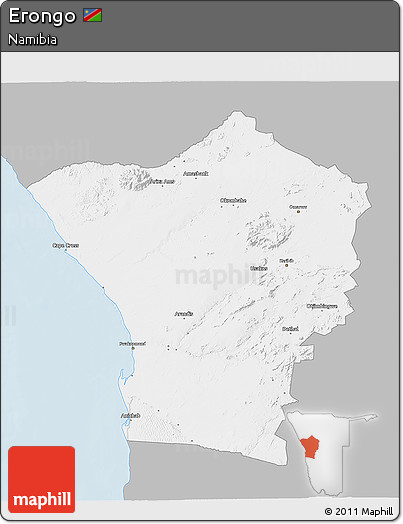 Gray 3D Map of Erongo, single color outside