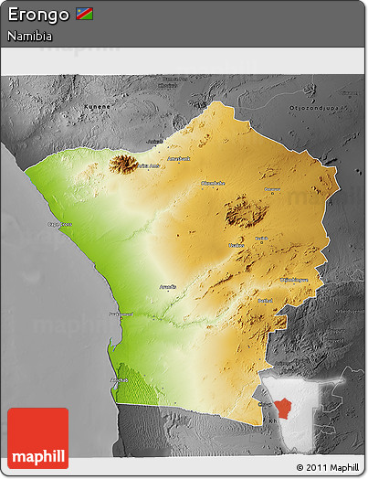 Physical 3D Map of Erongo, darken, desaturated