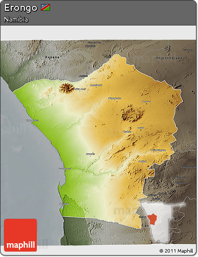 Physical 3D Map of Erongo, darken, semi-desaturated
