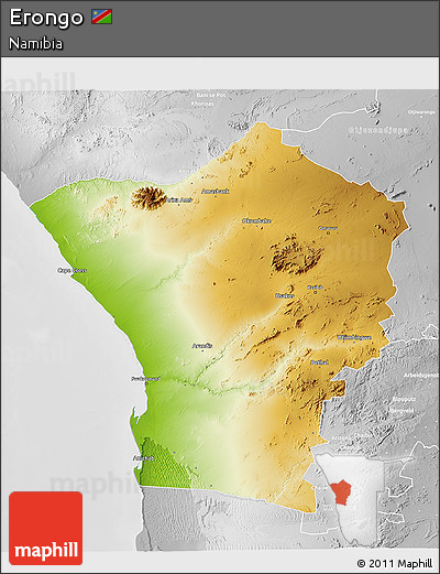 Physical 3D Map of Erongo, lighten, desaturated