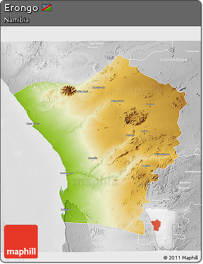 Physical 3D Map of Erongo, lighten, desaturated