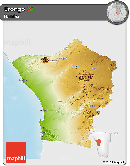 Physical 3D Map of Erongo, single color outside