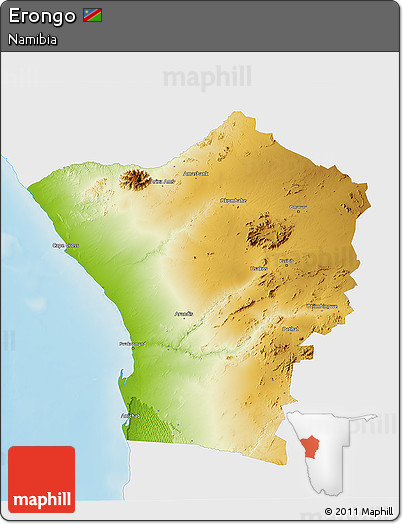 Physical 3D Map of Erongo, single color outside