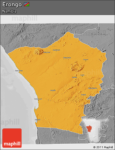 Political 3D Map of Erongo, desaturated