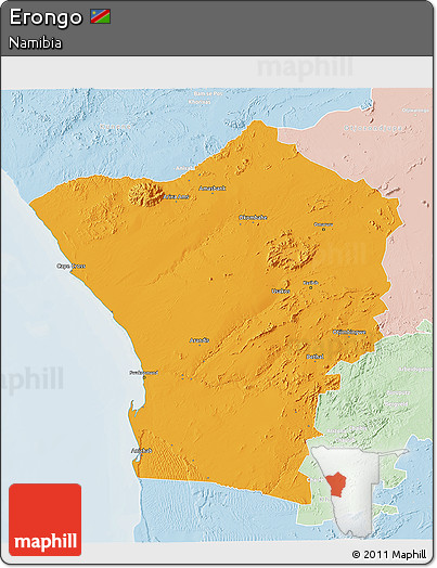 Political 3D Map of Erongo, lighten