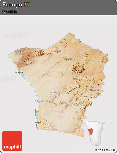 Satellite 3D Map of Erongo, cropped outside