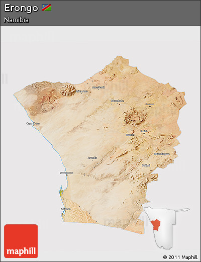 Satellite 3D Map of Erongo, cropped outside