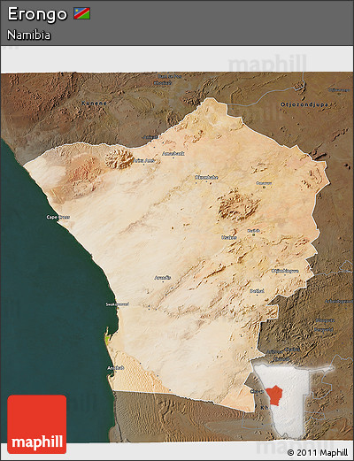Satellite 3D Map of Erongo, darken