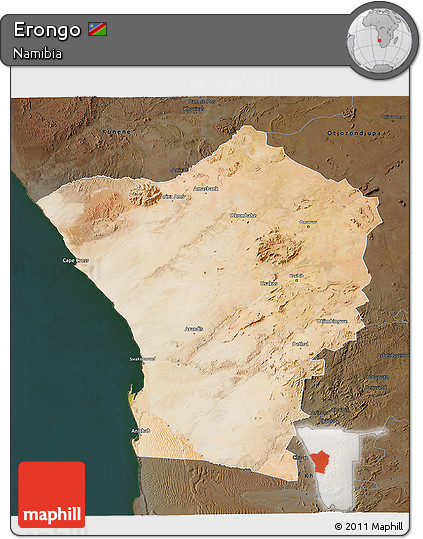 Satellite 3D Map of Erongo, darken