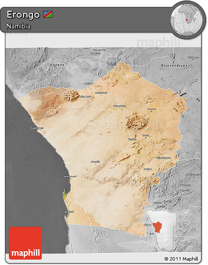 Satellite 3D Map of Erongo, desaturated