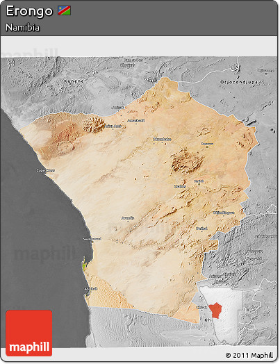 Satellite 3D Map of Erongo, desaturated
