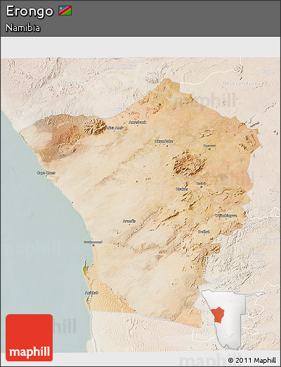 Satellite 3D Map of Erongo, lighten
