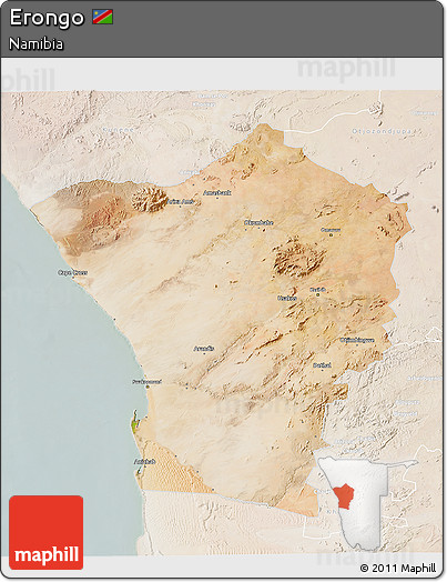 Satellite 3D Map of Erongo, lighten