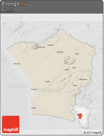 Shaded Relief 3D Map of Erongo, lighten, desaturated