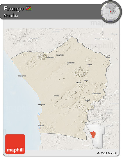 Shaded Relief 3D Map of Erongo, lighten
