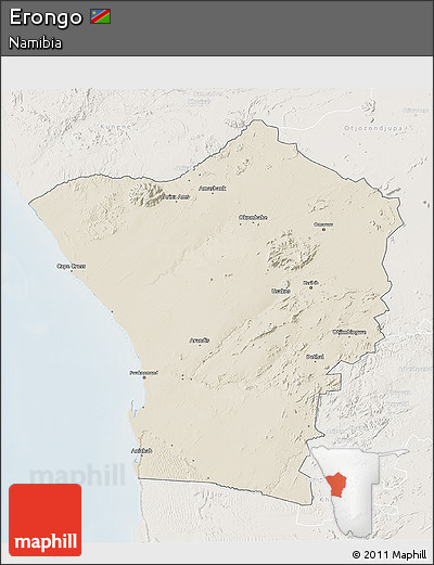 Shaded Relief 3D Map of Erongo, lighten