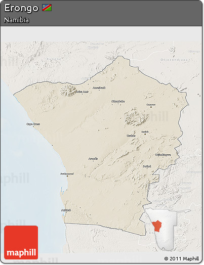 Shaded Relief 3D Map of Erongo, lighten
