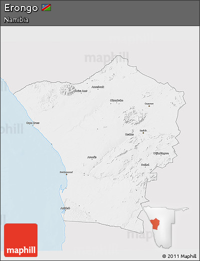 Silver Style 3D Map of Erongo, single color outside