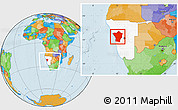 Political Location Map of Erongo, highlighted country, within the entire country