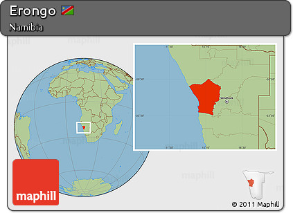 Savanna Style Location Map of Erongo