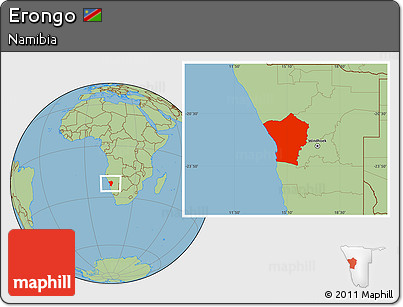 Savanna Style Location Map of Erongo