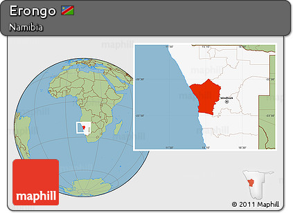 Savanna Style Location Map of Erongo, highlighted country
