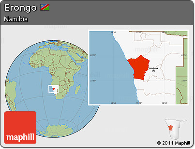Savanna Style Location Map of Erongo, highlighted country