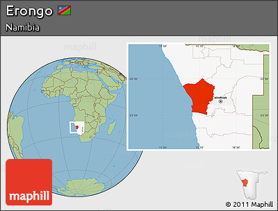 Savanna Style Location Map of Erongo, highlighted country