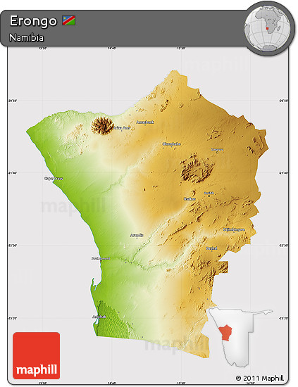 Physical Map of Erongo, cropped outside