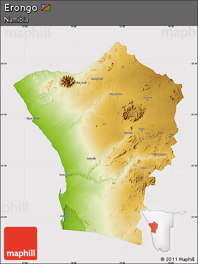 Physical Map of Erongo, cropped outside