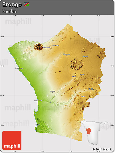 Physical Map of Erongo, cropped outside