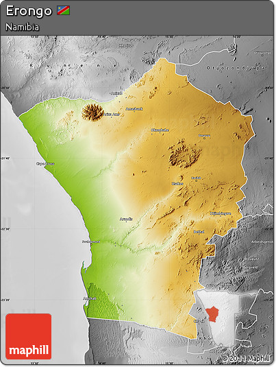 Physical Map of Erongo, desaturated
