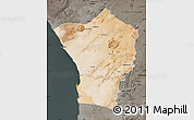 Satellite Map of Erongo, darken, semi-desaturated