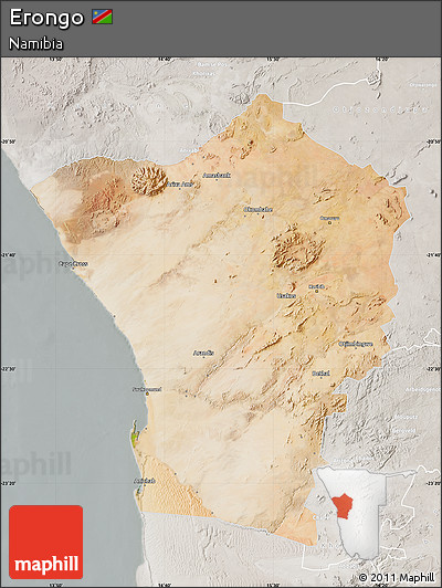 Satellite Map of Erongo, lighten, semi-desaturated