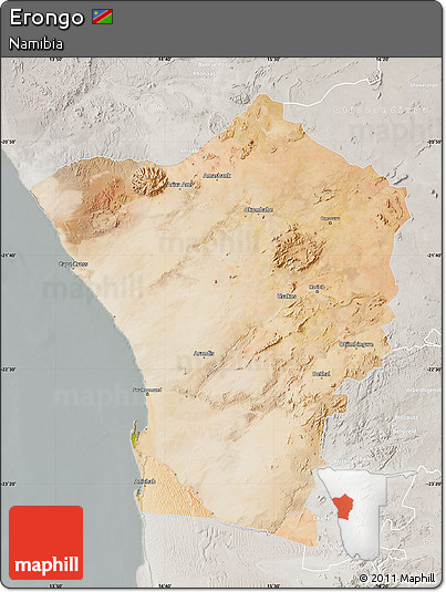 Satellite Map of Erongo, lighten, semi-desaturated