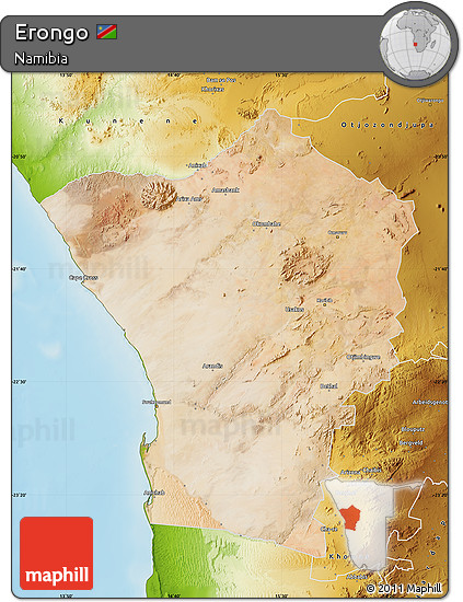 Satellite Map of Erongo, physical outside