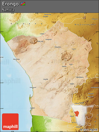 Satellite Map of Erongo, physical outside