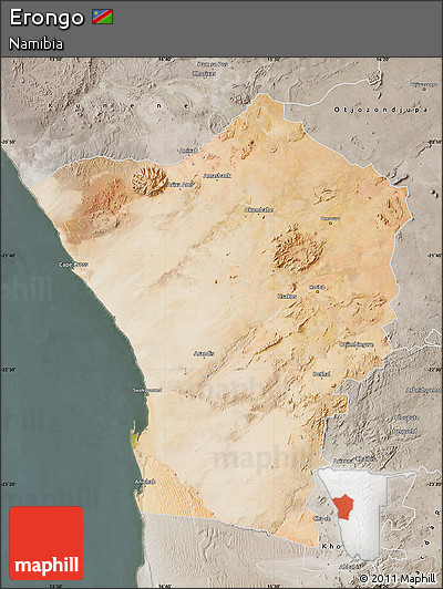 Satellite Map of Erongo, semi-desaturated