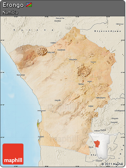 Satellite Map of Erongo, shaded relief outside