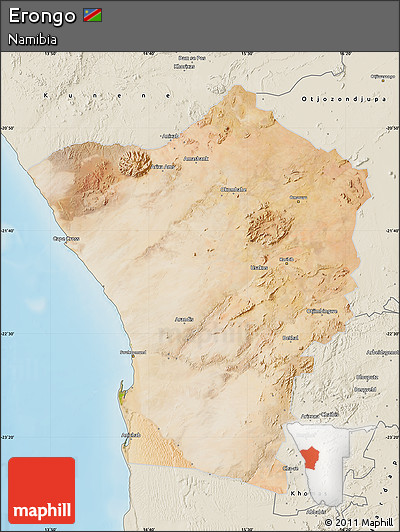 Satellite Map of Erongo, shaded relief outside