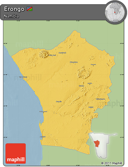 Savanna Style Map of Erongo, single color outside