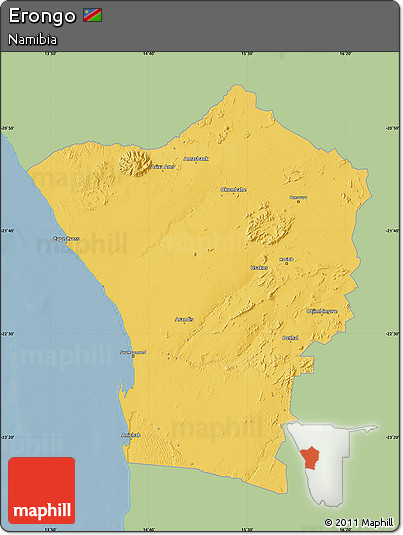 Savanna Style Map of Erongo, single color outside
