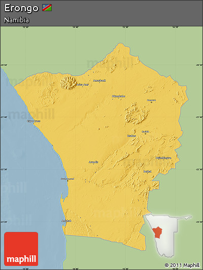 Savanna Style Map of Erongo, single color outside