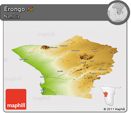 Physical Panoramic Map of Erongo, cropped outside