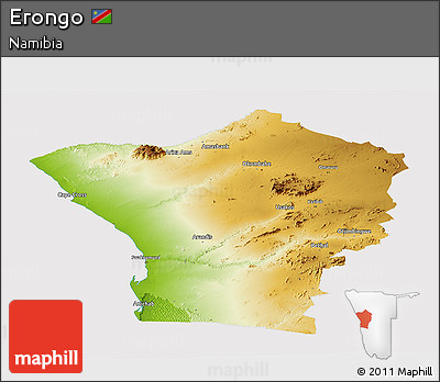 Physical Panoramic Map of Erongo, cropped outside