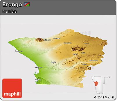 Physical Panoramic Map of Erongo, cropped outside