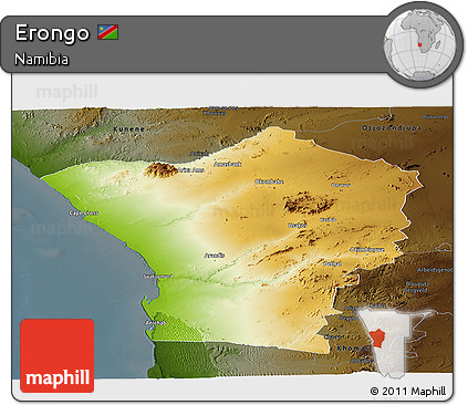 Physical Panoramic Map of Erongo, darken
