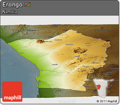 Physical Panoramic Map of Erongo, darken
