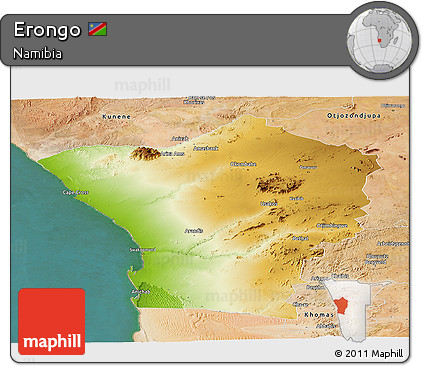 Physical Panoramic Map of Erongo, satellite outside